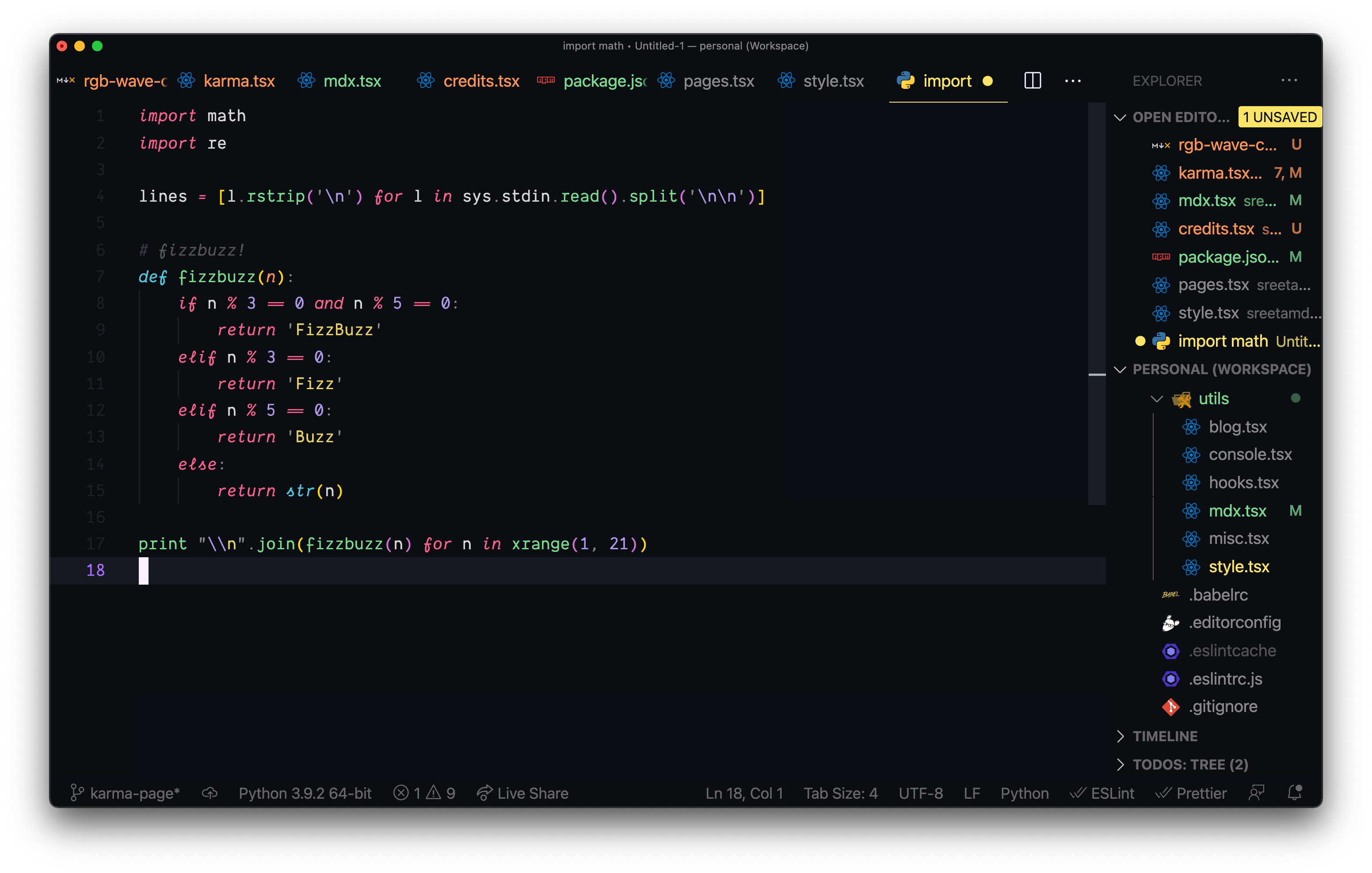 Karma theme screenshot for Python